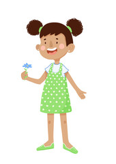 Little girl holding flower, spring season, 