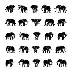A collection of high-quality elephant silhouettes perfect for digital and print projects. Includes detailed and simplified designs in various poses. Clean file structure with minimal layers.