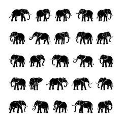 A collection of high-quality elephant silhouettes perfect for digital and print projects. Includes detailed and simplified designs in various poses. Clean file structure with minimal layers.