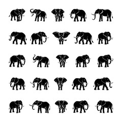 A collection of high-quality elephant silhouettes perfect for digital and print projects. Includes detailed and simplified designs in various poses. Clean file structure with minimal layers.