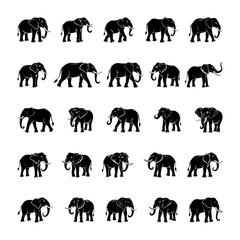 A collection of high-quality elephant silhouettes perfect for digital and print projects. Includes detailed and simplified designs in various poses. Clean file structure with minimal layers.