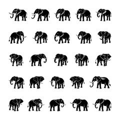A collection of high-quality elephant silhouettes perfect for digital and print projects. Includes detailed and simplified designs in various poses. Clean file structure with minimal layers.