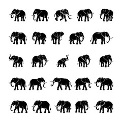 A collection of high-quality elephant silhouettes perfect for digital and print projects. Includes detailed and simplified designs in various poses. Clean file structure with minimal layers.