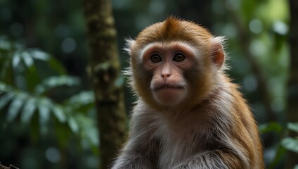 Fototapeta premium A day in the life of a monkey living in the rainforest ai_generated