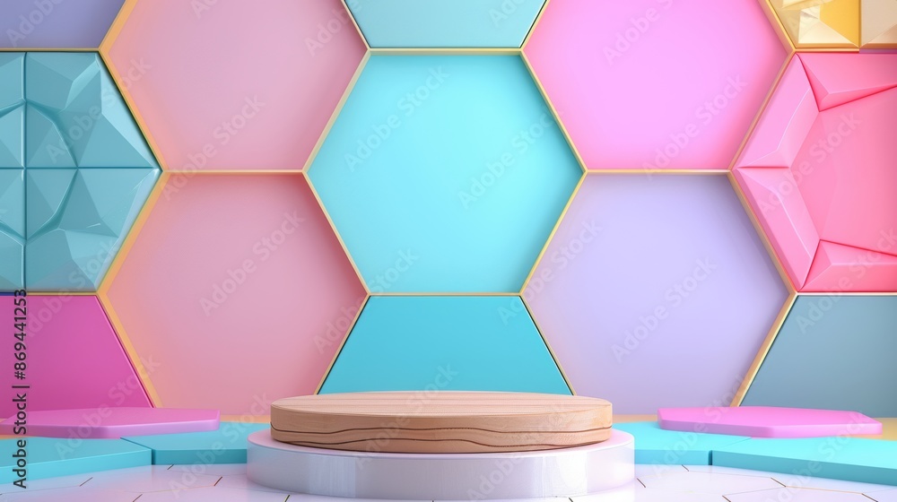 Poster an elegant wooden rectangle with rounded corners is placed on the floor of the studio room. the shad