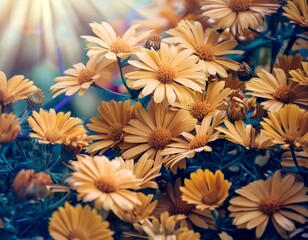  オレンジ色のお花畑の壁紙