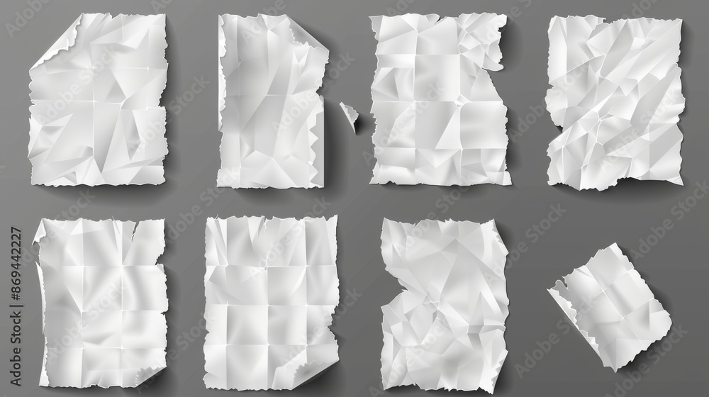 Poster the torn pieces of paper with uneven edges are isolated on a transparent background. the blank pages