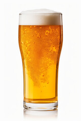 Pint of ale isolated on white background.