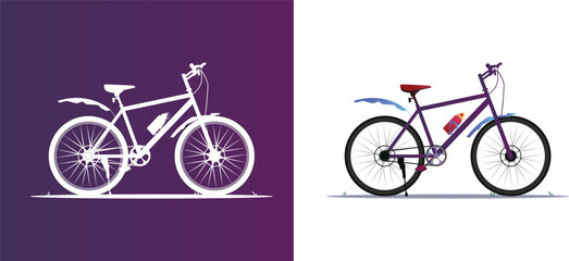 Fototapeta premium Two wheeler, Bicycle or Cycle Black illustration Silhouettes