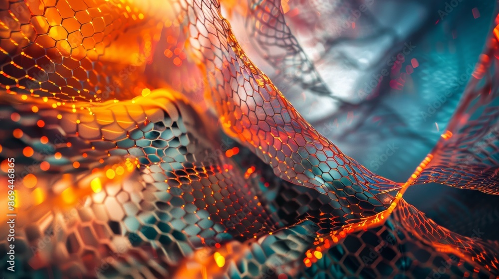 Poster photo of 3d abstract net concept. computer generated abstract background.