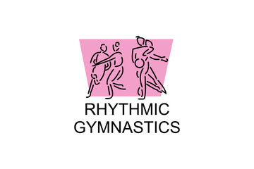 Rhythmic gymnastic sport vector line icon. practice gymnastic. sport pictogram, vector illustration.