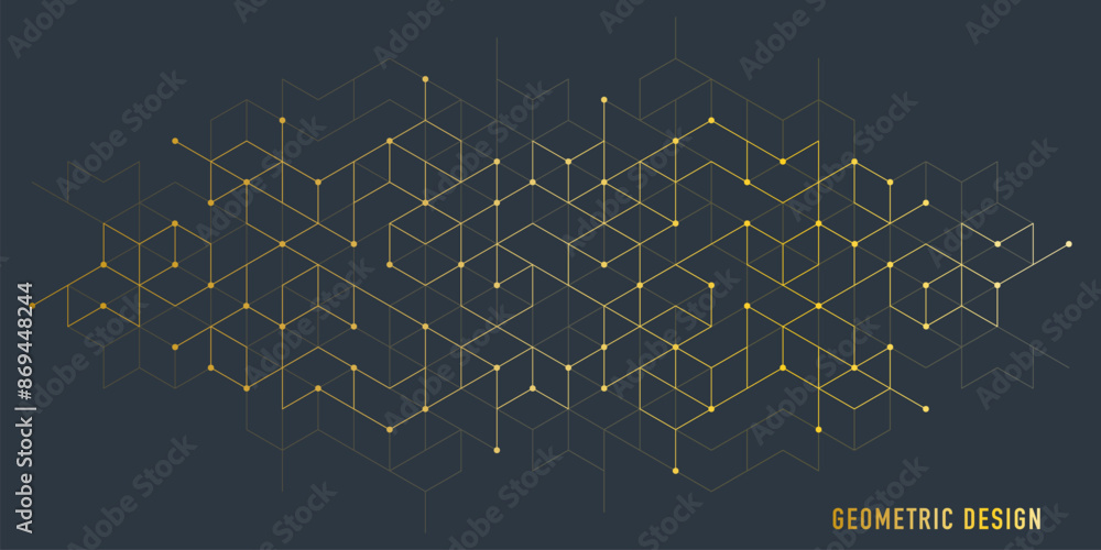 Fototapete Abstract vector background with simple geometric figures and dots. Graphic design element and polygonal shape pattern