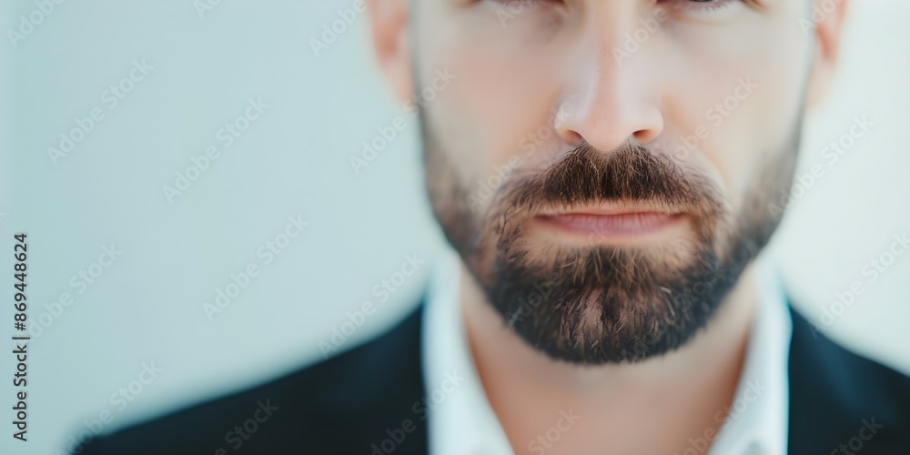 Poster selective focus on mans virtual personality with copy space. concept virtual identity, selective foc