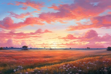 Obraz premium Meadow background landscape sky grassland.