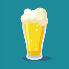 Pint ​​of beer. Cold carbonated drink for Oktoberfest. Cartoon flat illustration