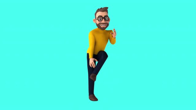 Fun 3D cartoon casual character dancing (with alpha channel)