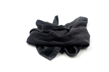 Black towel isolated on white background. black hand towel
