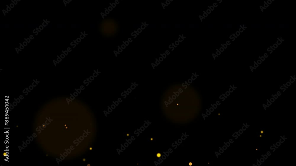 Poster animation flow up glow orange gold bokeh particles sparks float on black abstract background for scr