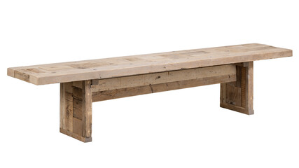 recycled raw wooden bench isolated on white background