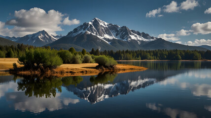 lake in the mountains, ai generated