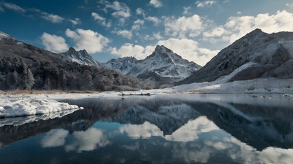 lake in the mountains, ai generated