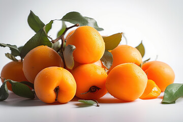 Apricots on a white background