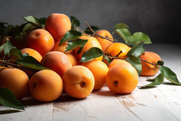 Apricots on a white background