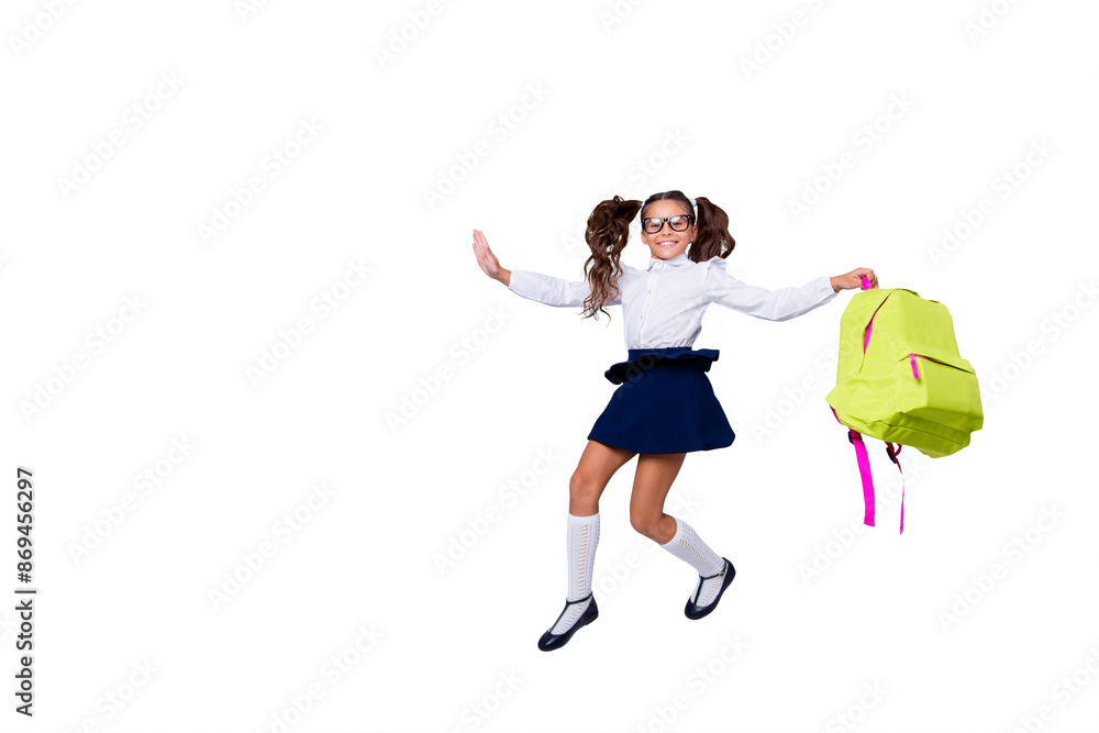 Sticker back to school concept. full length, legs, body, size portrait of cheerful, cute, nice, lovely, swee