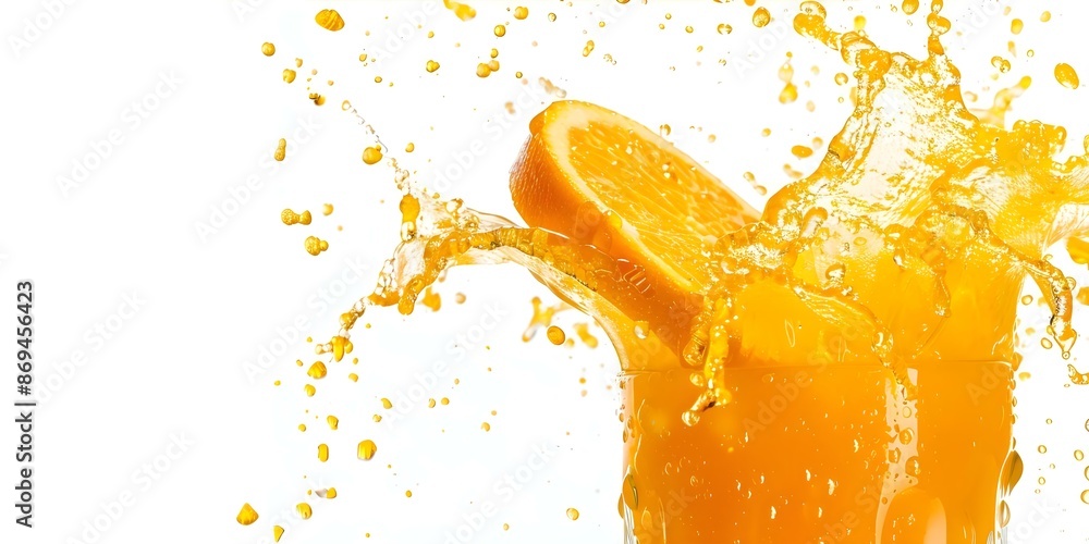 Aufkleber creating a vibrant orange citrus juice splash on a white background with technology. concept citrus 