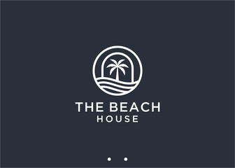 beach house logo design vector silhouette illustration