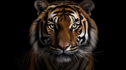 Obraz premium Portrait of a Tiger with a black background 