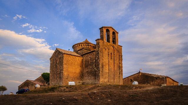 Romanesque hermitage of Sant Cugat del Rac&oacute; at sunset (Nav&agrave;s, Barcelona, Catalonia, Spain)