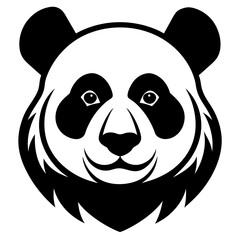 Silhouette of panda head vector illustration 