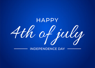 Modern  4th of july Independence day handwritten typography sparkle firework text USA blue background banner