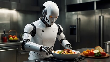 A robot chef, capable of whipping up gourmet dishes with mechanical finesse and creativity ai_generated