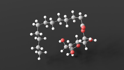 sorbitan monolaurate molecule 3d, molecular structure, ball and stick model, structural chemical formula e493