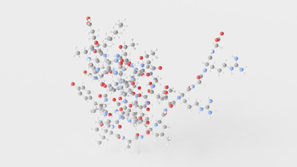 liraglutide molecule 3d, molecular structure, ball and stick model, structural chemical formula anti-diabetic medication