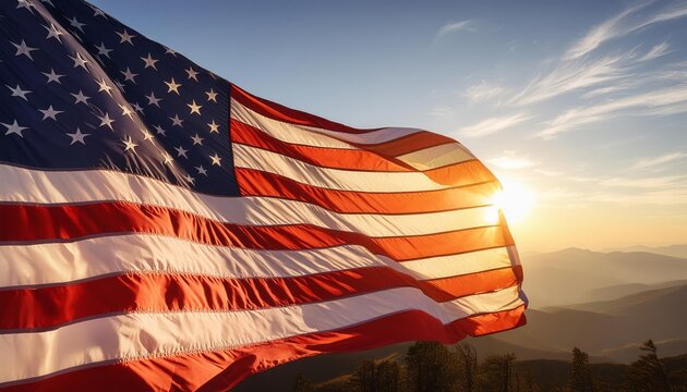 Flag with Setting Sun - Powered by Adobe