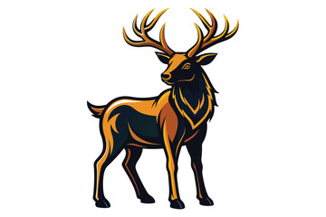 elk with a bold outline on a transparent background.eps
