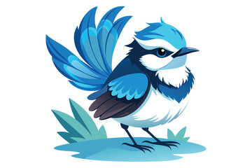 fairy wren bird humiliated rests ocean vector.eps