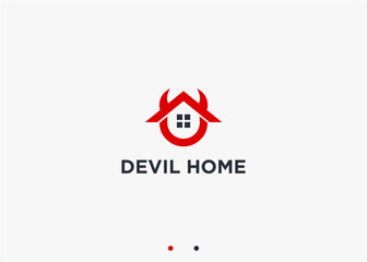 house with devil logo design vector silhouette illustration