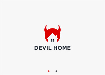 house with devil logo design vector silhouette illustration