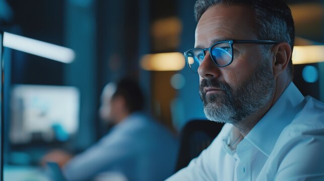 Close-up of a financial advisor reviewing a client's portfolio, wealth management, photorealistic details, modern office, precise lighting, focused expression, high resolution