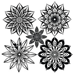 set of floral elements
set of black and white flowers
set of vector floral elements