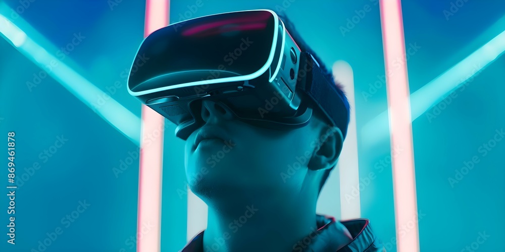 Poster metaverse tech transforms digital world immersing users in endless futuristic possibilities. concept