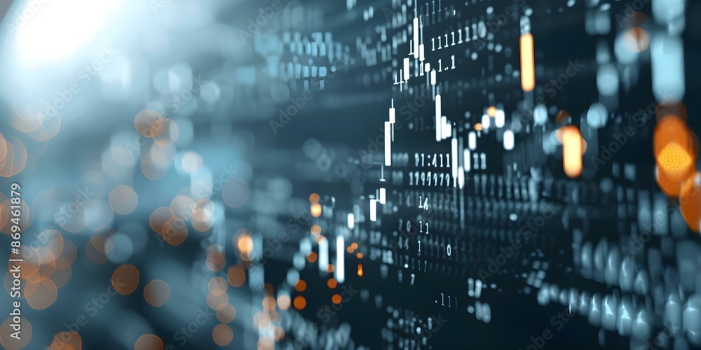 Poster financial data analysis using bokeh to visualize stock market trends. concept technology, data analy