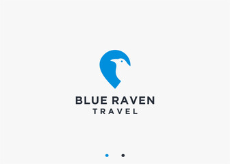 location with crow logo design vector silhouette illustration
