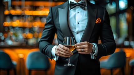 Man in an elegant suit, symbolizing sophistication and style. Ideal for themes of fashion, elegance, and men's attire.