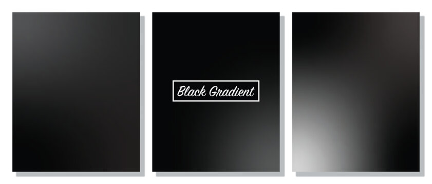 Set of gradient templates for poster and social media design, black abstract gradient background.