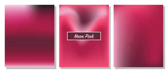 Fototapeta premium Set of gradient templates for poster and social media design, neon pink color, abstract gradient background.
